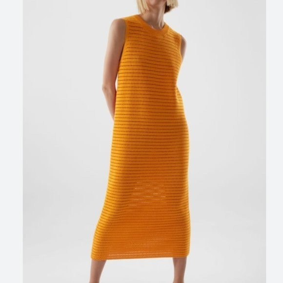 COS Dresses & Skirts - NWT COS Open Knit Midi Dress in Orange, Size M